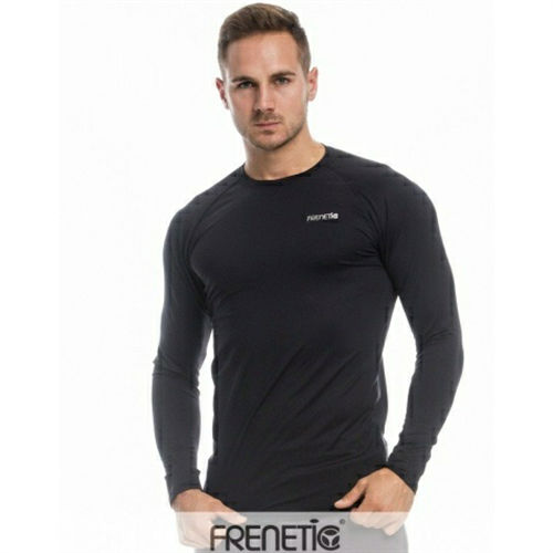 Frenetic Bluza barbati fitness,negru, material poliamid, maneca lunga, BOYS-01-04, Multicolor, M