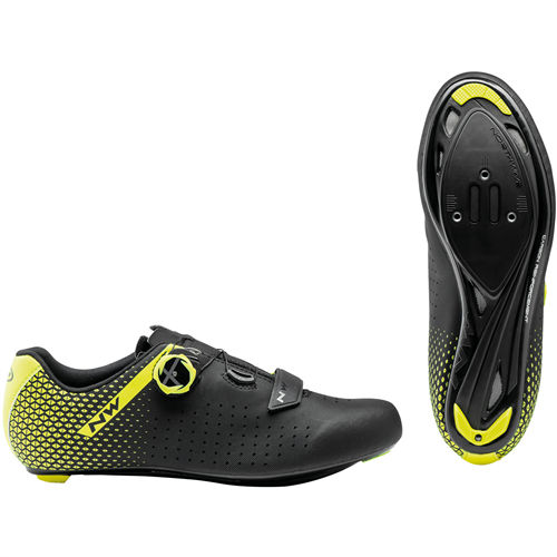 Pantofi ciclism Northwave ROAD CORE PLUS 2, Negru/galben fluo, 44,5