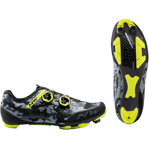 Pantofi ciclism Northwave MTB REBEL 2 camo, Negru Camo/galben fluo, 45