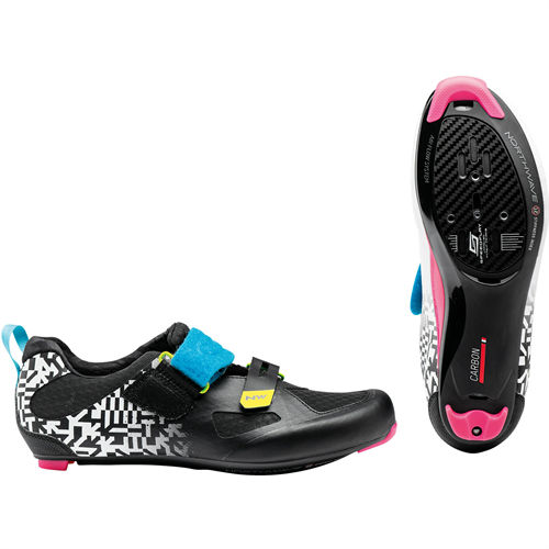 Pantofi ciclism Northwave TRIAT TRIBUTE2 CARBON, Alb/negru/multicolor, 42