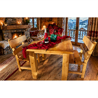 Set Dining Regalis Heritage Oak Collection (Masa 95 × 100 cm + 2 Banci 50 × 85 cm),Lemn masiv Origo Montis