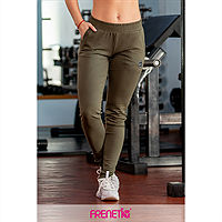 Frenetic Pantaloni lungi fitness, Culoare, verde, talie inalta, STRIPS-70